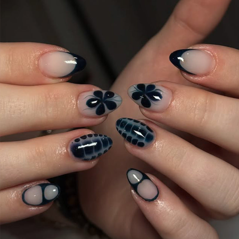 Floral French Nails, Oval, 24 Pieces – front view
